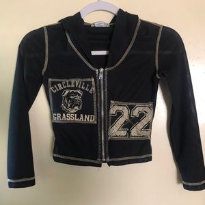 Lightweight hooded zip jacket.